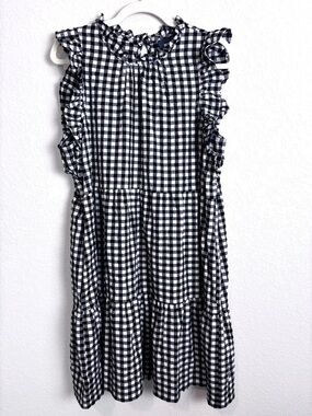 Maeve by Anthropologie Black & White Gingham Lida Mini Dress Women’s XL Coquette